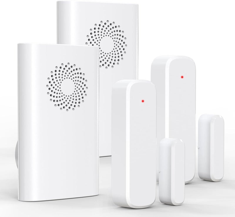 AMHEY Wireless Door Chime, Door Open Sensor Alarm When Entry Business/Office/Store (500ft Range 51 Ringer Adjustable Volume) Home Alert Bell for Kid/Toddler Safety, 2 Receivers +2 Sensors - Image 1